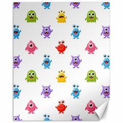 Seamless-pattern-cute-funny-monster-cartoon-isolated-white-background Canvas 11  X 14  by Simbadda