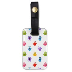 Seamless-pattern-cute-funny-monster-cartoon-isolated-white-background Luggage Tag (one Side) by Simbadda