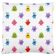 Seamless-pattern-cute-funny-monster-cartoon-isolated-white-background Standard Premium Plush Fleece Cushion Case (one Side) by Simbadda