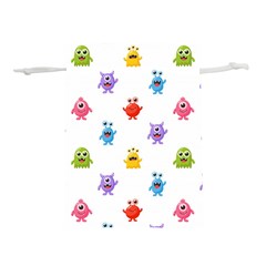 Seamless-pattern-cute-funny-monster-cartoon-isolated-white-background Lightweight Drawstring Pouch (l) by Simbadda