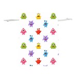 Seamless-pattern-cute-funny-monster-cartoon-isolated-white-background Lightweight Drawstring Pouch (L) Front