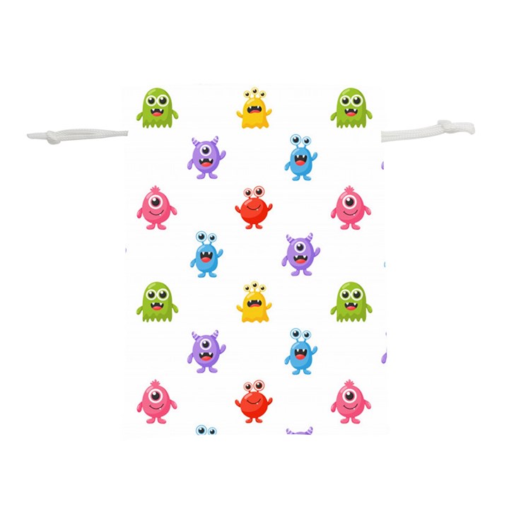 Seamless-pattern-cute-funny-monster-cartoon-isolated-white-background Lightweight Drawstring Pouch (L)