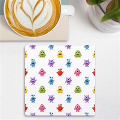 Seamless-pattern-cute-funny-monster-cartoon-isolated-white-background Uv Print Square Tile Coaster  by Simbadda