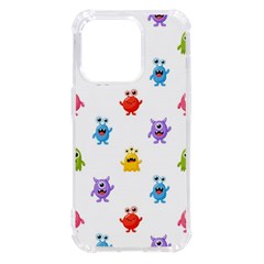 Seamless-pattern-cute-funny-monster-cartoon-isolated-white-background Iphone 14 Pro Tpu Uv Print Case