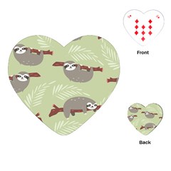 Sloths-pattern-design Playing Cards Single Design (heart)