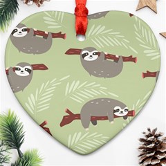 Sloths-pattern-design Heart Ornament (two Sides)