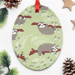 Sloths-pattern-design Ornament (Oval Filigree)