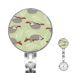 Sloths-pattern-design Stainless Steel Nurses Watch