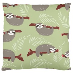 Sloths-pattern-design Large Premium Plush Fleece Cushion Case (One Side)