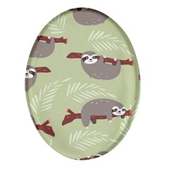 Sloths-pattern-design Oval Glass Fridge Magnet (4 Pack)