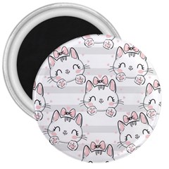 Cat-with-bow-pattern 3  Magnets by Simbadda