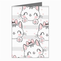 Cat-with-bow-pattern Greeting Cards (pkg Of 8) by Simbadda