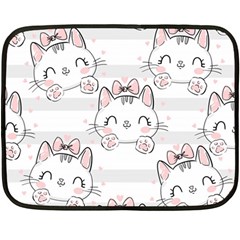 Cat-with-bow-pattern Fleece Blanket (mini) by Simbadda