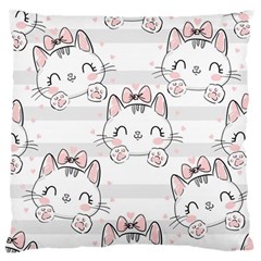 Cat-with-bow-pattern Large Cushion Case (two Sides) by Simbadda