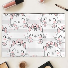 Cat-with-bow-pattern Cosmetic Bag (xxl) by Simbadda