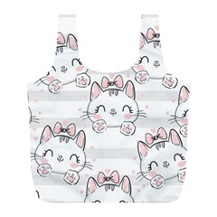 Cat-with-bow-pattern Full Print Recycle Bag (l) by Simbadda