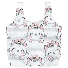 Cat-with-bow-pattern Full Print Recycle Bag (xxxl) by Simbadda