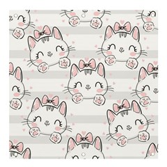 Cat-with-bow-pattern Banner And Sign 4  X 4  by Simbadda