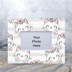 Cat-with-bow-pattern White Tabletop Photo Frame 4 x6  by Simbadda