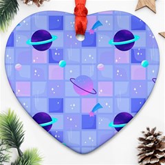 Seamless-pattern-pastel-galaxy-future Heart Ornament (two Sides) by Simbadda