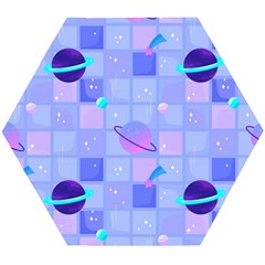 Seamless-pattern-pastel-galaxy-future Wooden Puzzle Hexagon