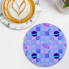 Seamless-pattern-pastel-galaxy-future Uv Print Round Tile Coaster by Simbadda