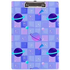 Seamless-pattern-pastel-galaxy-future A4 Acrylic Clipboard by Simbadda