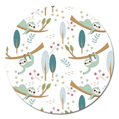 Pattern-sloth-woodland Magnet 5  (round) by Simbadda