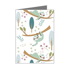 Pattern-sloth-woodland Mini Greeting Card by Simbadda