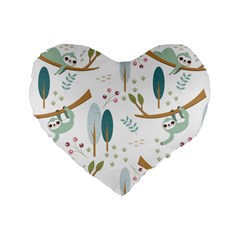 Pattern-sloth-woodland Standard 16  Premium Heart Shape Cushions by Simbadda