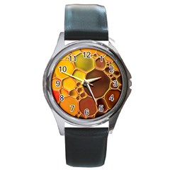 Abstract Oil Painting Round Metal Watch by Excel