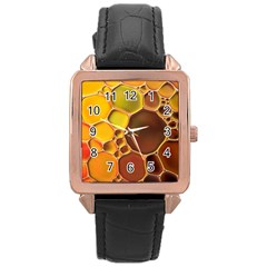 Abstract Oil Painting Rose Gold Leather Watch  by Excel