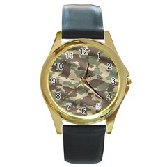 Camouflage Design Round Gold Metal Watch by Excel