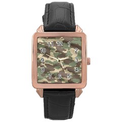 Camouflage Design Rose Gold Leather Watch  by Excel