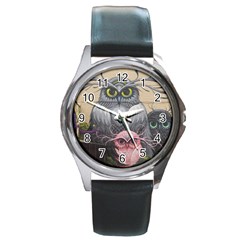 Graffiti Owl Design Round Metal Watch by Excel