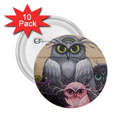 Graffiti Owl Design 2 25  Buttons (10 Pack)  by Excel