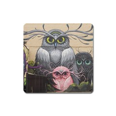 Graffiti Owl Design Square Magnet