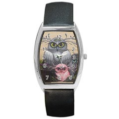 Graffiti Owl Design Barrel Style Metal Watch by Excel