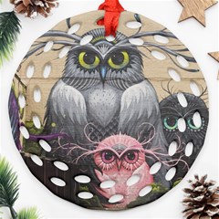 Graffiti Owl Design Round Filigree Ornament (two Sides) by Excel