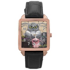 Graffiti Owl Design Rose Gold Leather Watch  by Excel