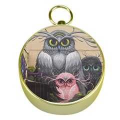 Graffiti Owl Design Gold Compasses by Excel