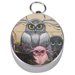 Graffiti Owl Design Silver Compasses by Excel