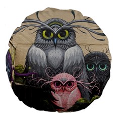 Graffiti Owl Design Large 18  Premium Flano Round Cushions by Excel