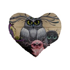 Graffiti Owl Design Standard 16  Premium Flano Heart Shape Cushions by Excel