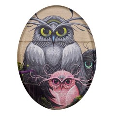 Graffiti Owl Design Oval Glass Fridge Magnet (4 Pack) by Excel