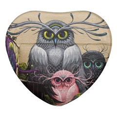 Graffiti Owl Design Heart Glass Fridge Magnet (4 Pack) by Excel