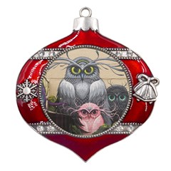 Graffiti Owl Design Metal Snowflake And Bell Red Ornament by Excel