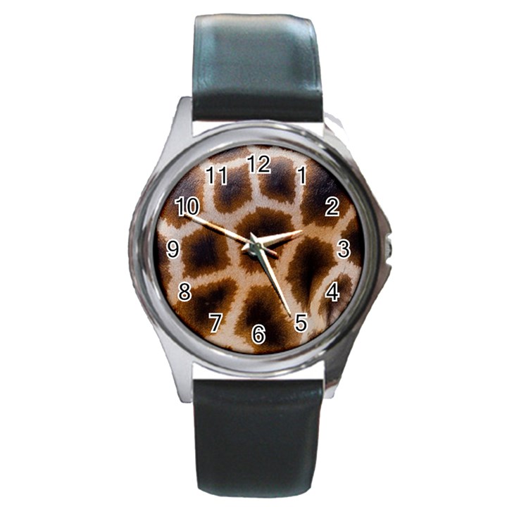 Giraffe Skin Design Round Metal Watch