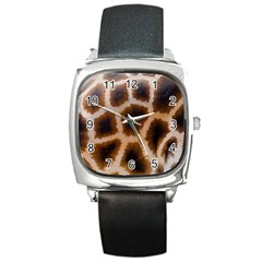 Giraffe Skin Design Square Metal Watch by Excel