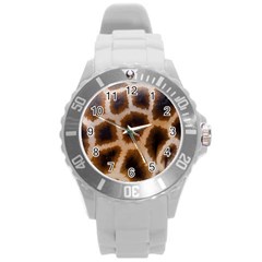 Giraffe Skin Design Round Plastic Sport Watch (l) by Excel